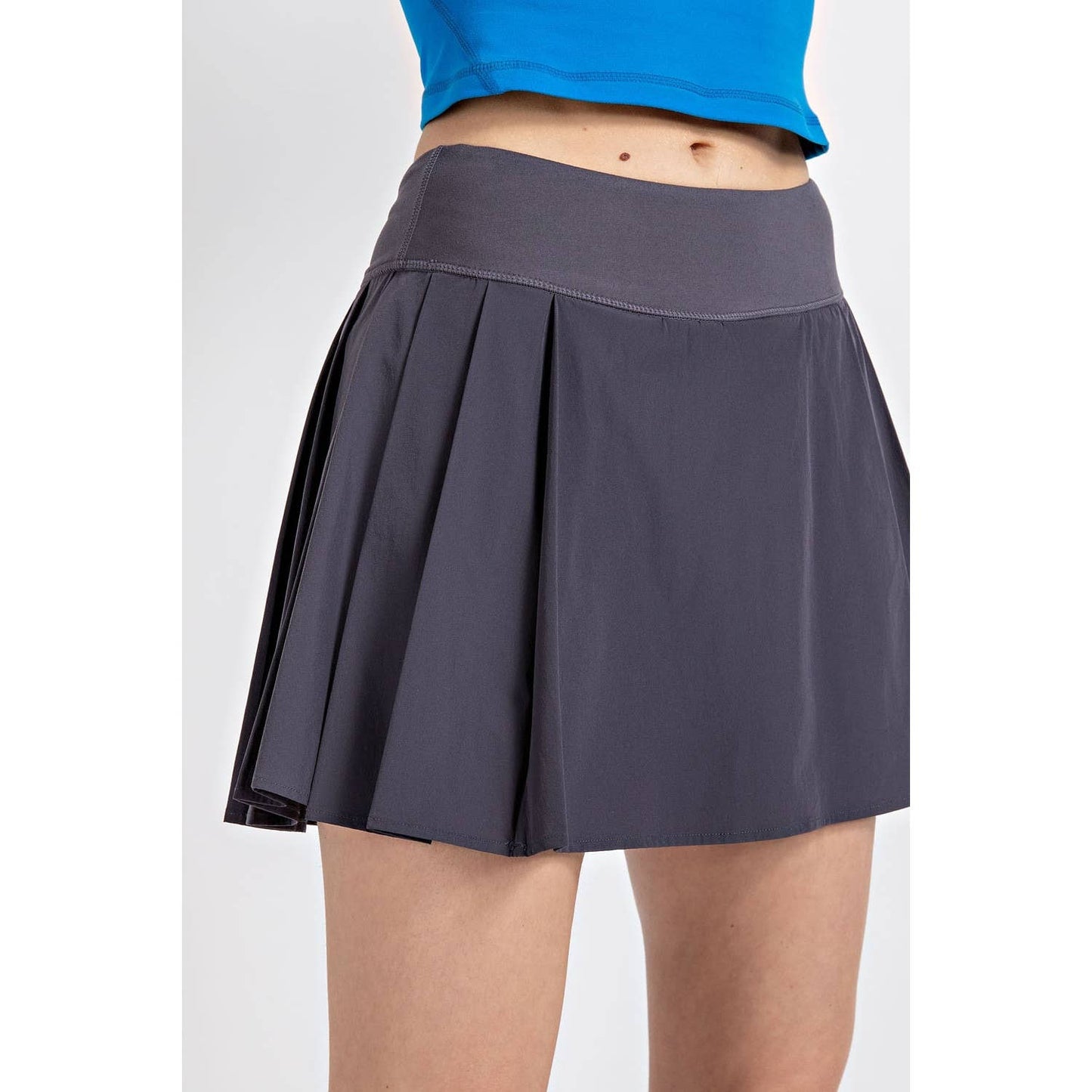The Jessica Pleat Skort in Charcoal