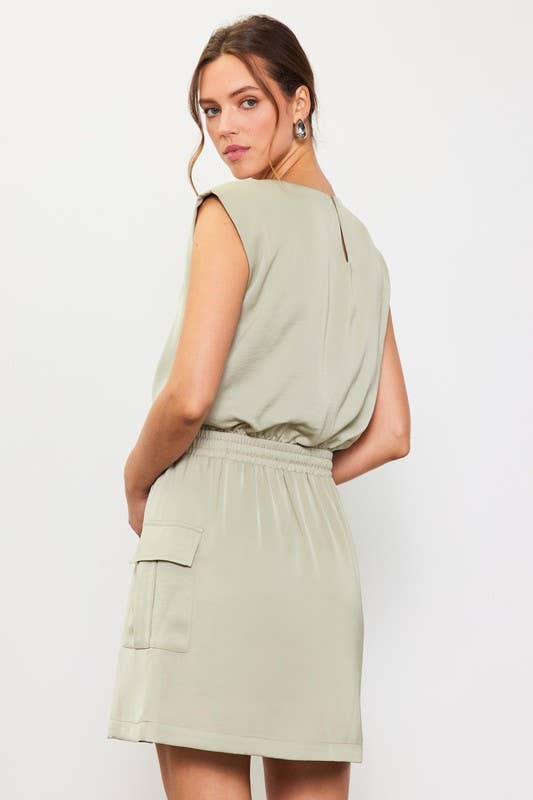 Muscle Utility Mini Dress in Sage