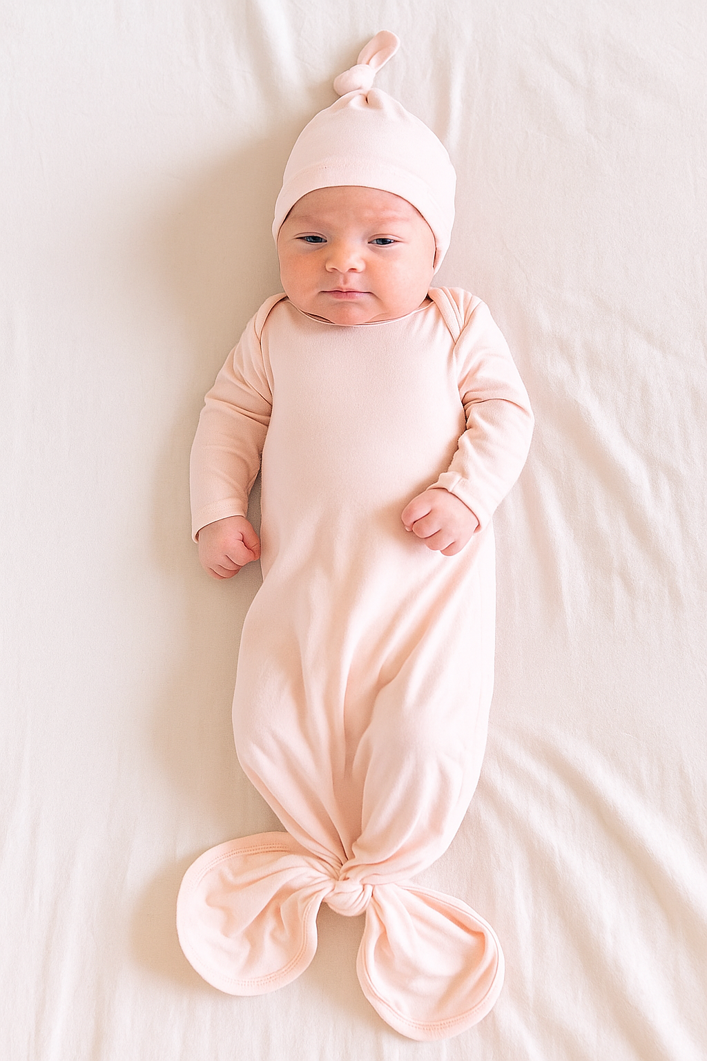Bamboo Knotted Baby Gown & Beanie | Cute Newborn Clothes: Blush