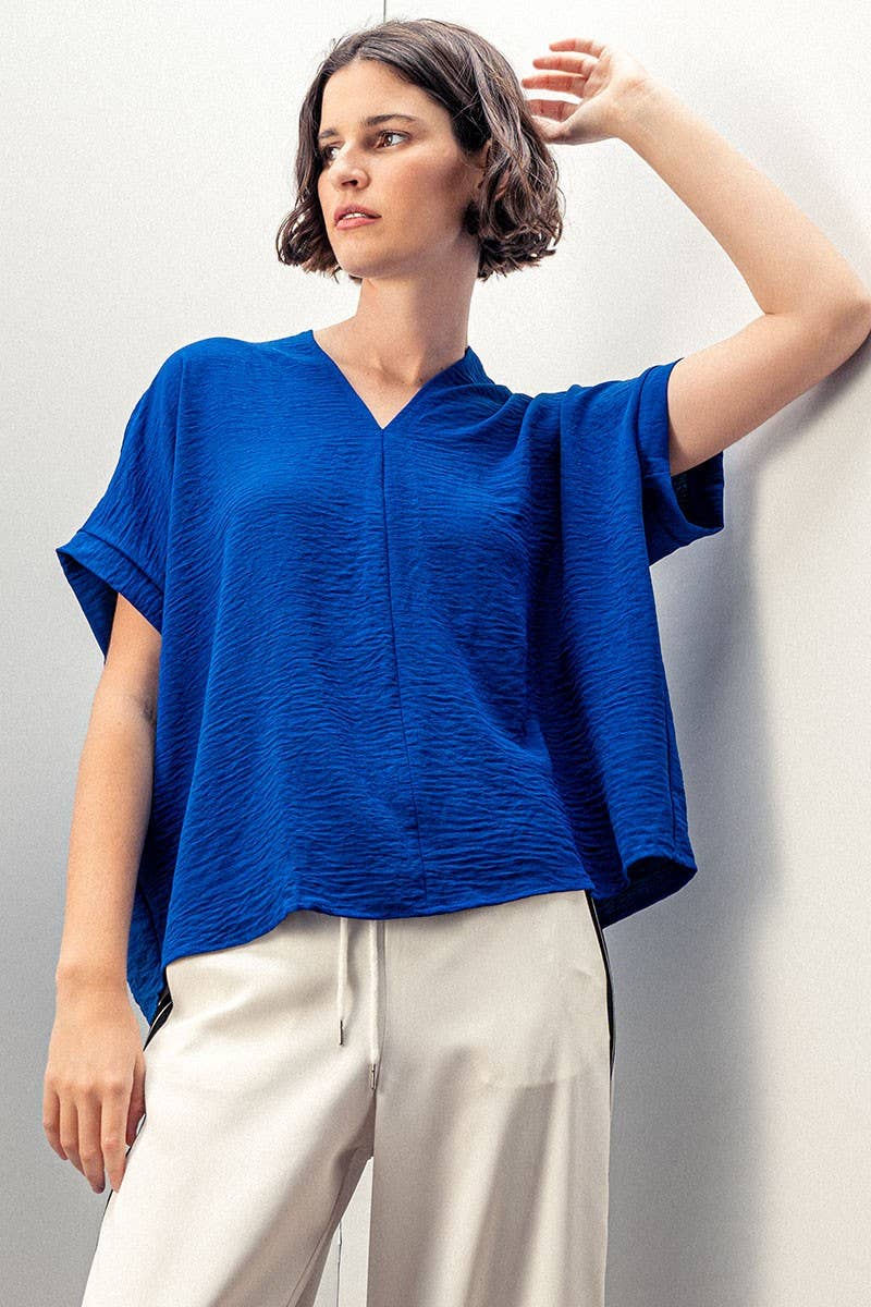 Rachel V-Neck Top in Royal