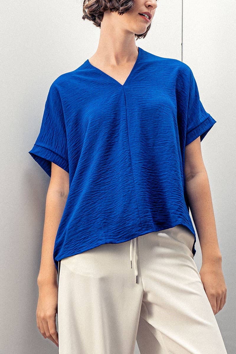 Rachel V-Neck Top in Royal