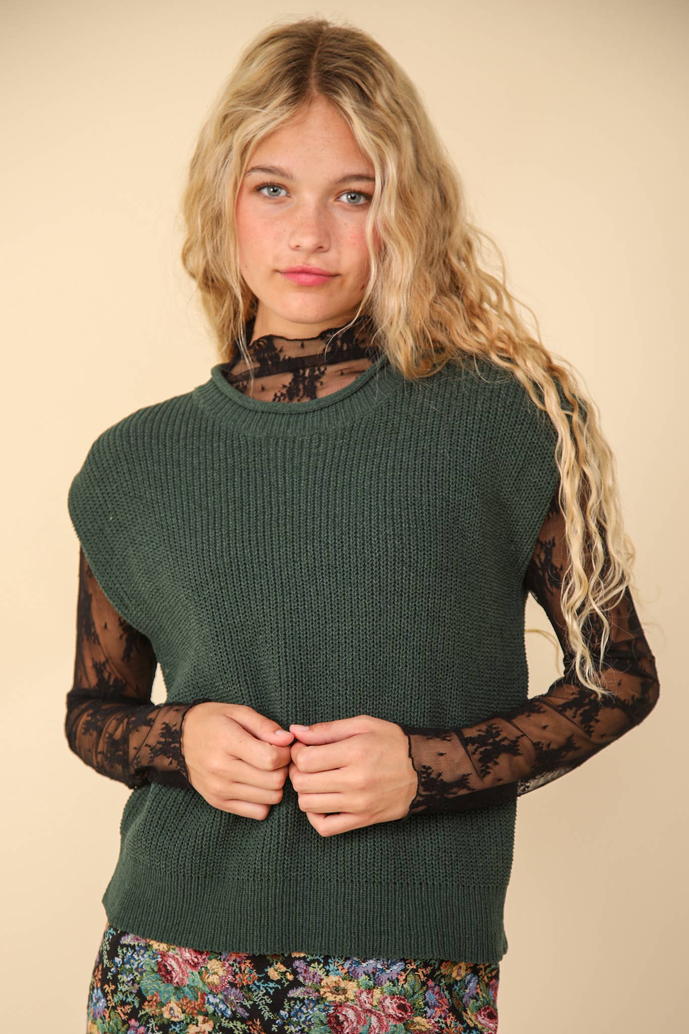 The Quinn Sweater Vest in Forest Green