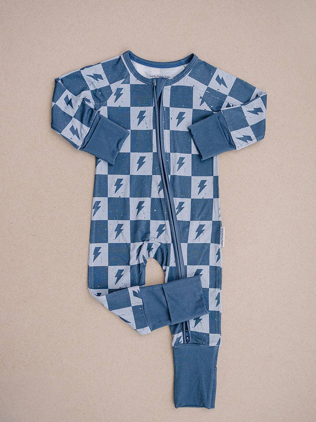 Bamboo Zip Romper in Ocean Bolts