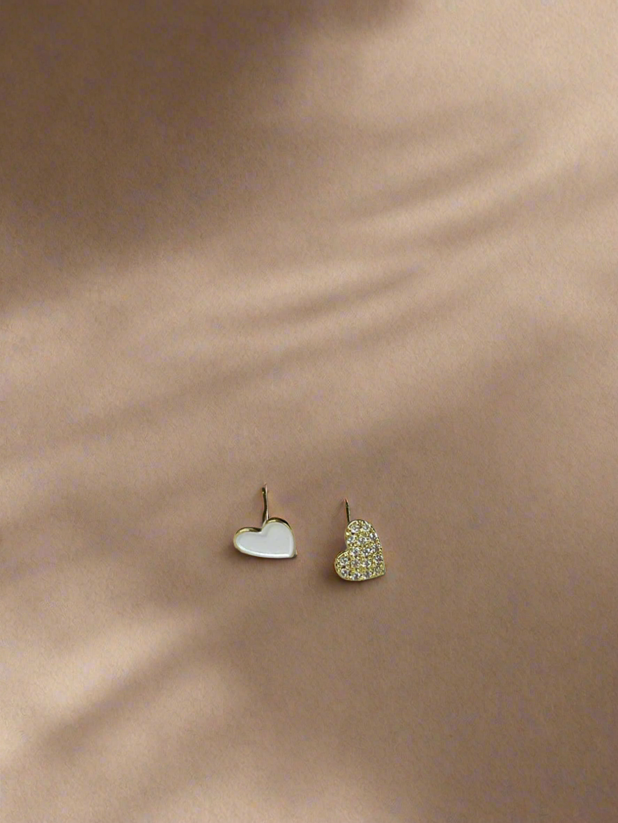 Circle X Heart Gold Dipped Stud Earring Set: SILVER