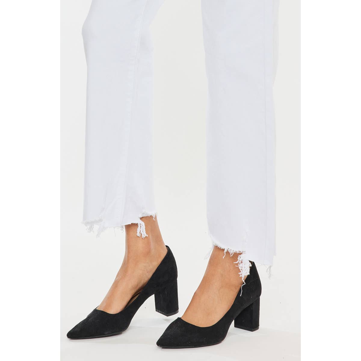 White High Rise Slim Wide Leg Jeans by Kan Can