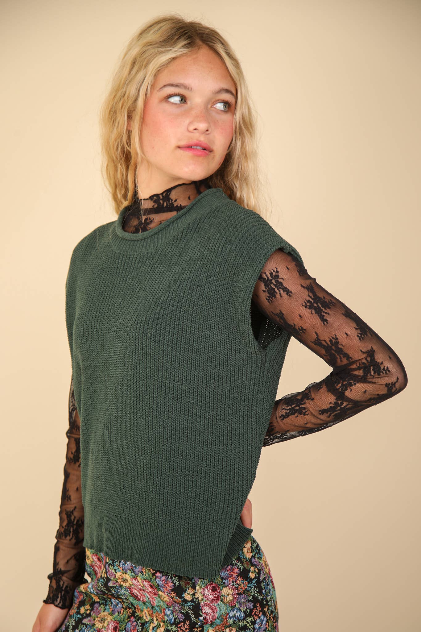 The Quinn Sweater Vest in Forest Green