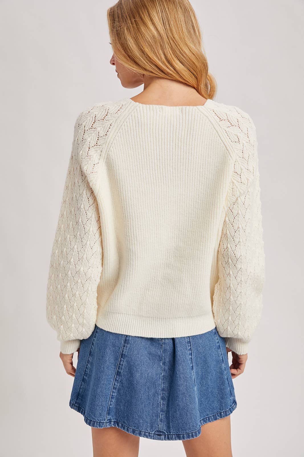 Ribbed Knit Sweater in Ivory