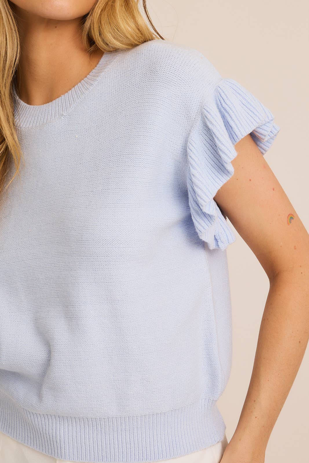 Nora Ruffle Top in Baby Blue
