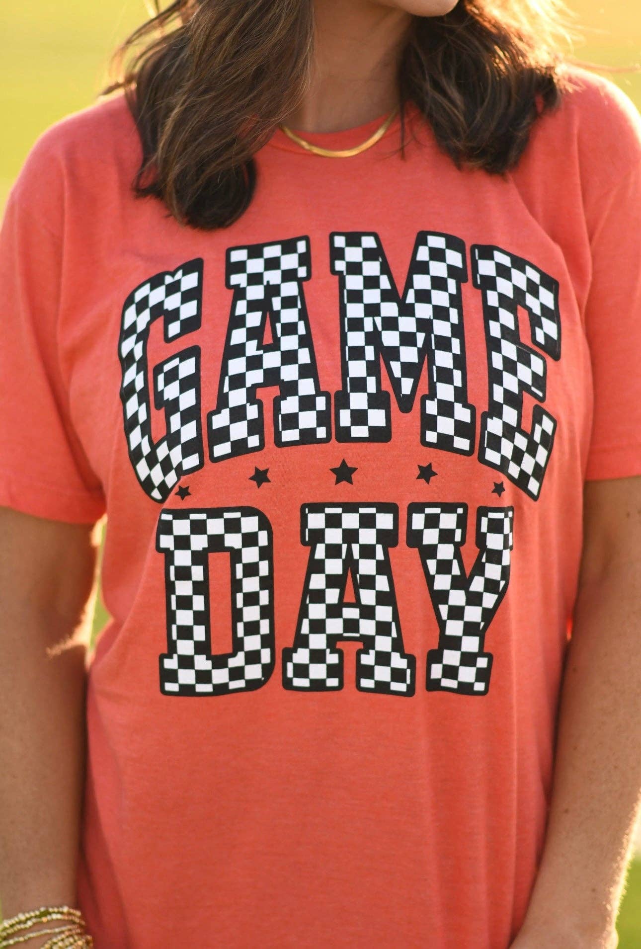 Orange Checkered Game Day Tee