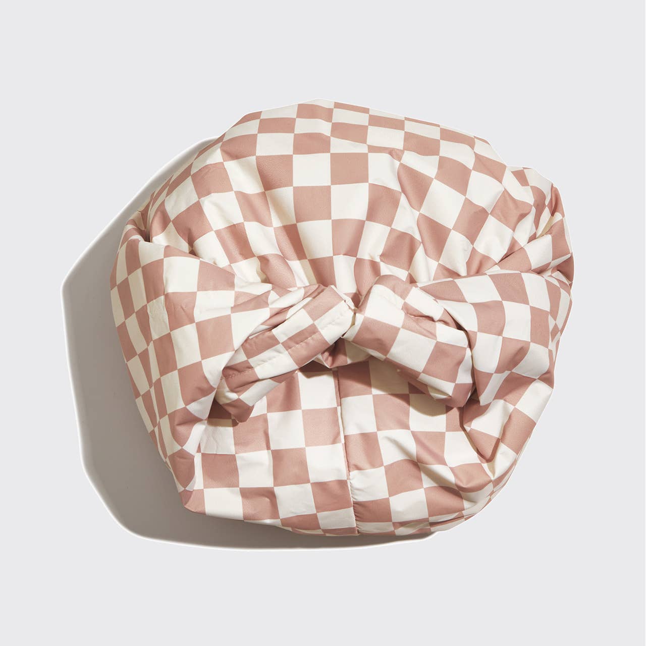 Satin Lined Flexi Shower Cap - Terracotta Checker by KITSCH