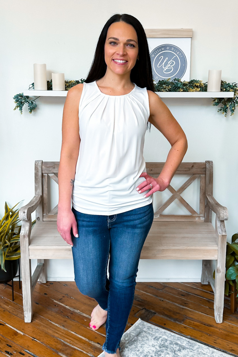 Anna Pleated Tank - Ivory