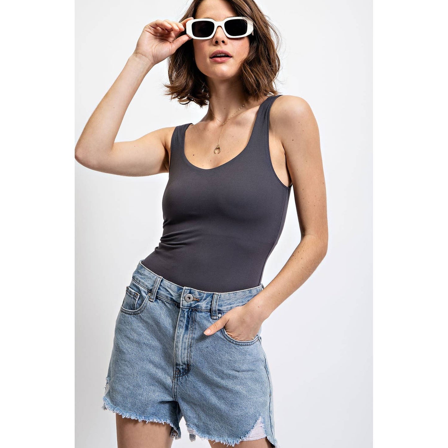 bodysuit charcoal tank top