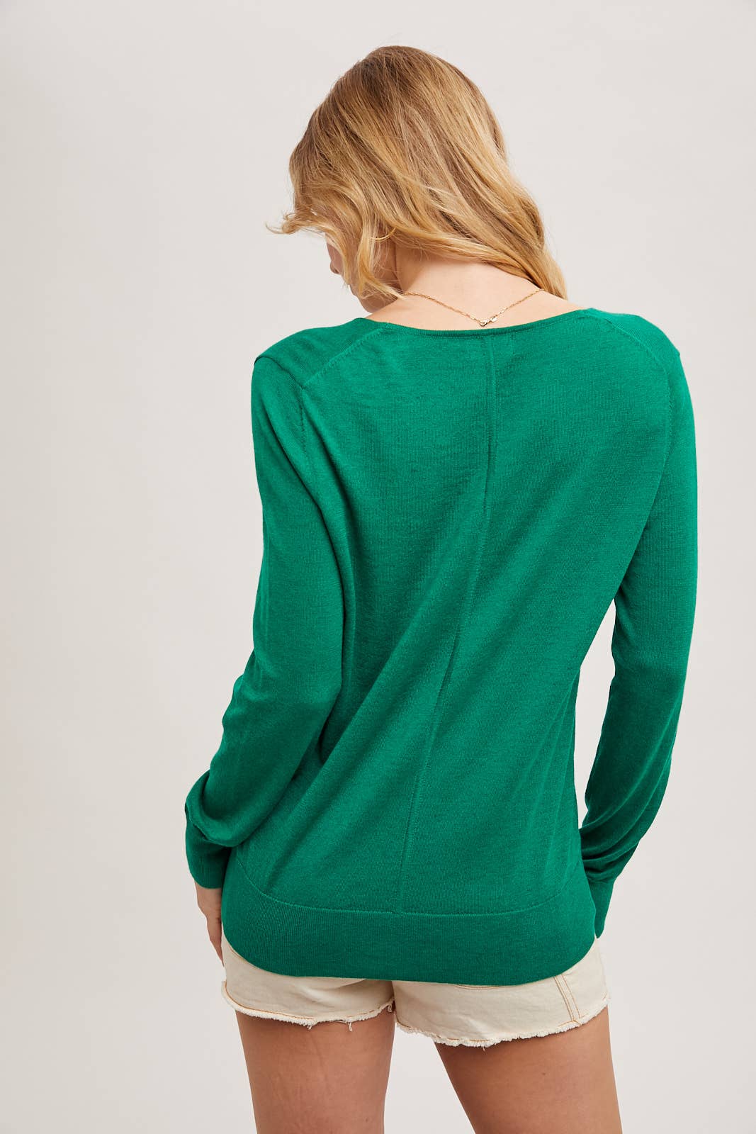 V-Neck Knit Pullover in green