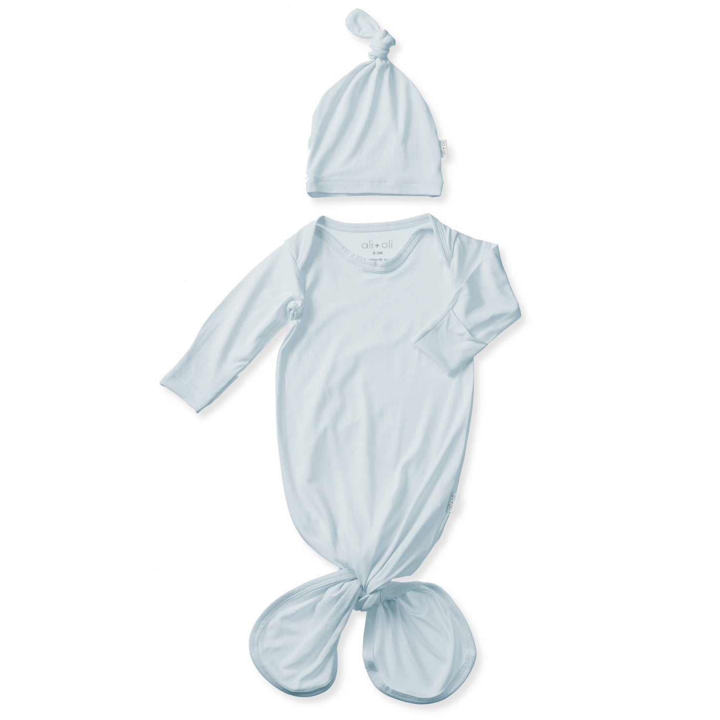 Bamboo Knotted Baby Gown & Beanie | Cute Newborn Clothes: Blue