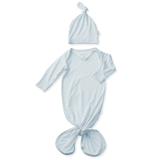 Bamboo Knotted Baby Gown & Beanie | Cute Newborn Clothes: Blue