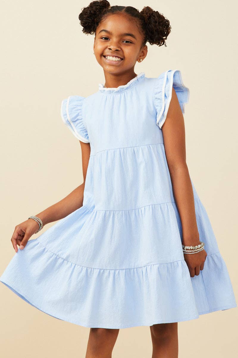 Girls Ruffle Dress in Blue
