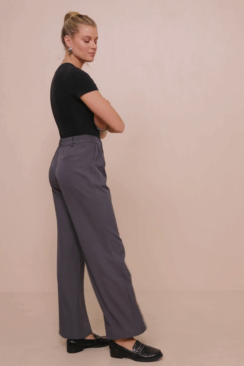 Wide Leg Trousers in Charcoal