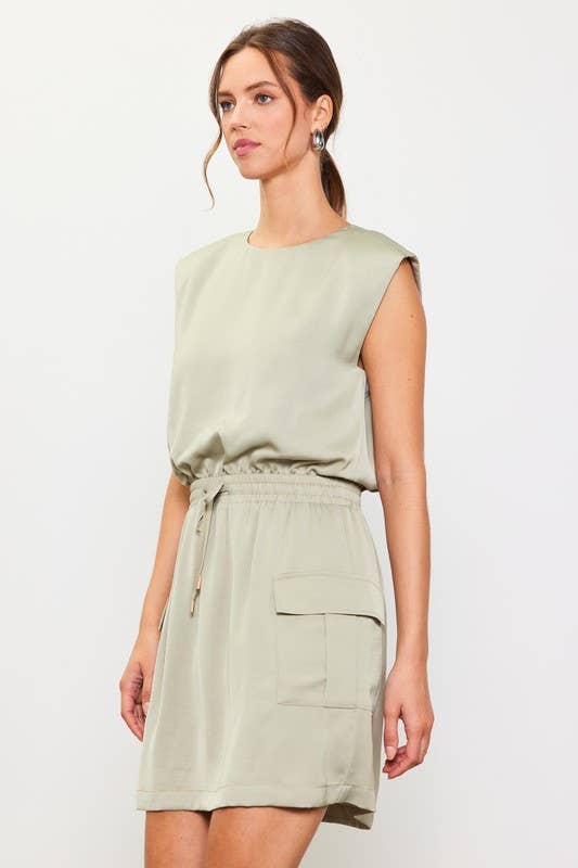 Muscle Utility Mini Dress in  Sage