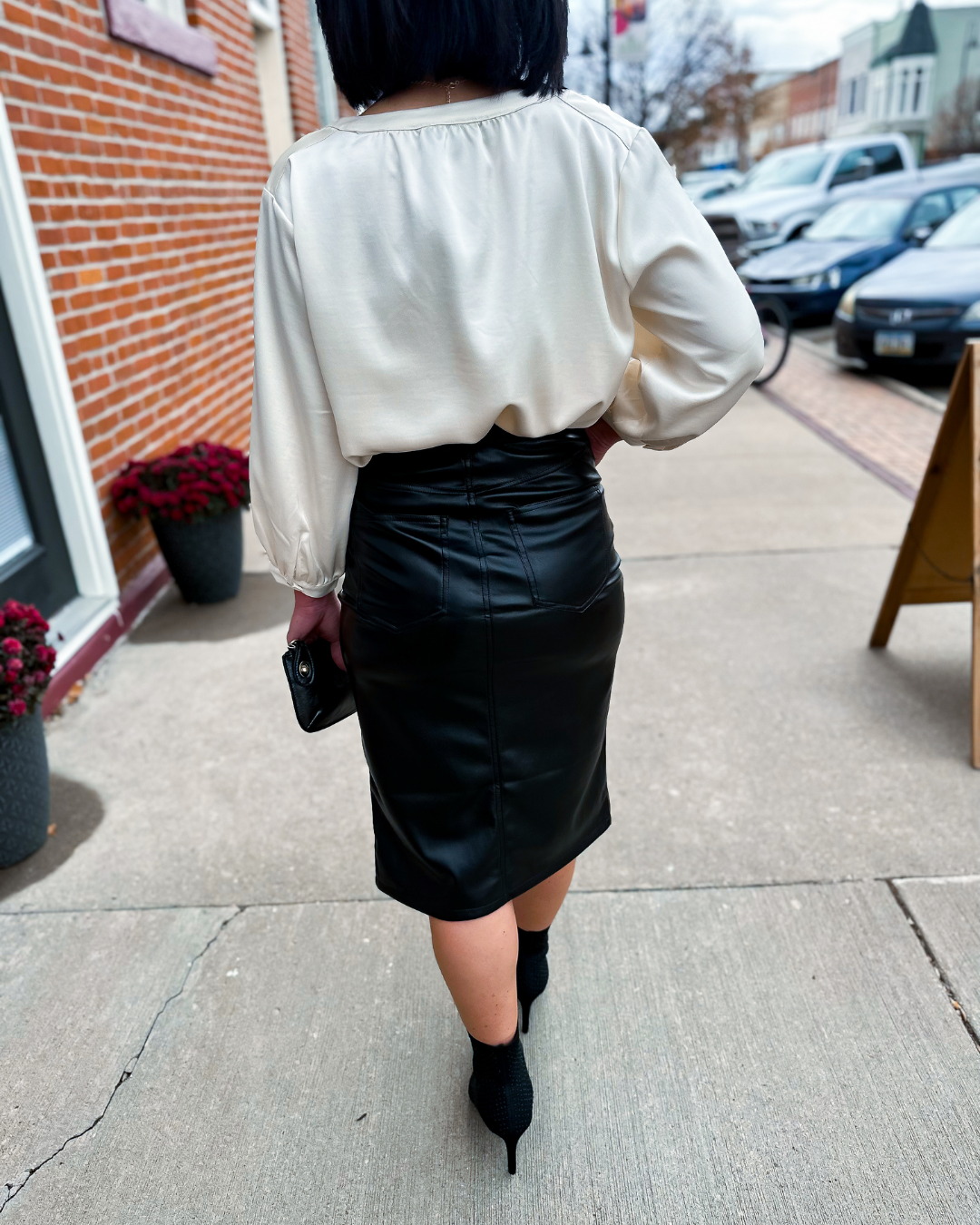 Olivia Faux Leather Midi Skirt