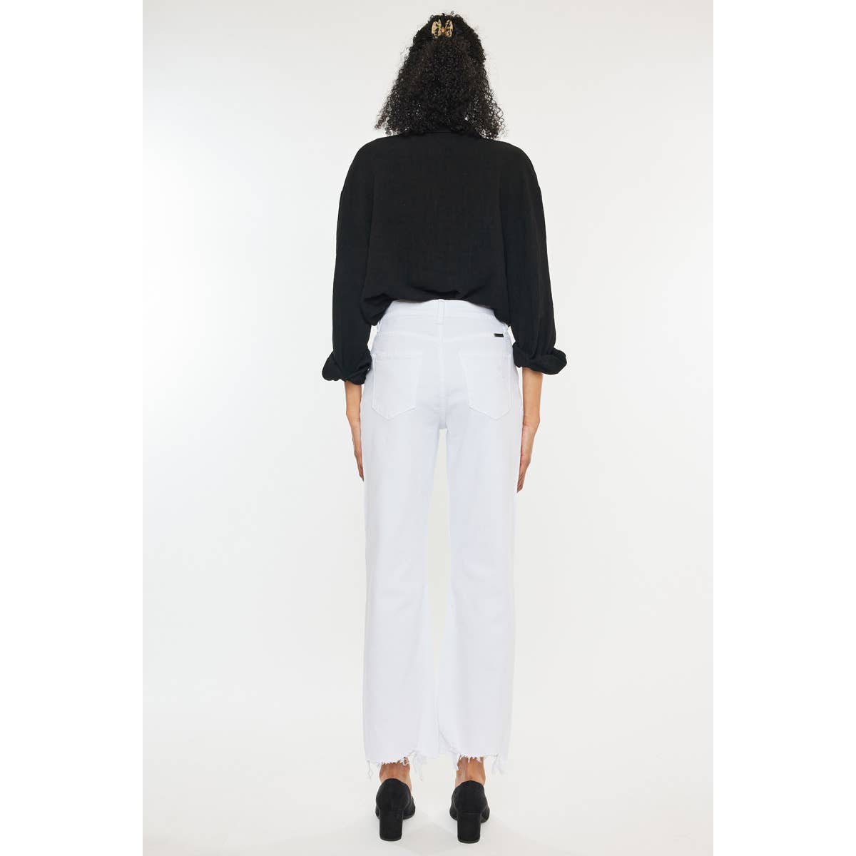 White High Rise Slim Wide Leg Jeans by Kan Can