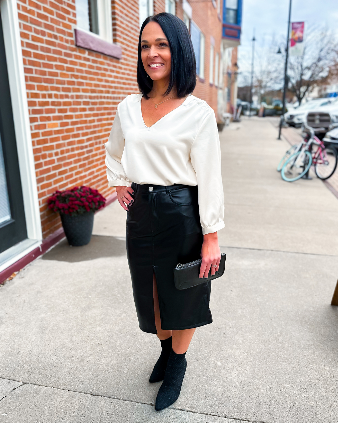 Olivia Faux Leather Midi Skirt