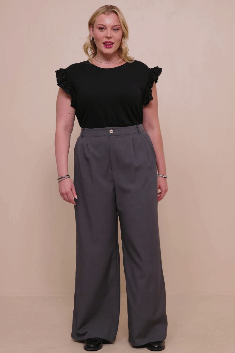 Wide Leg Trousers in Charcoal