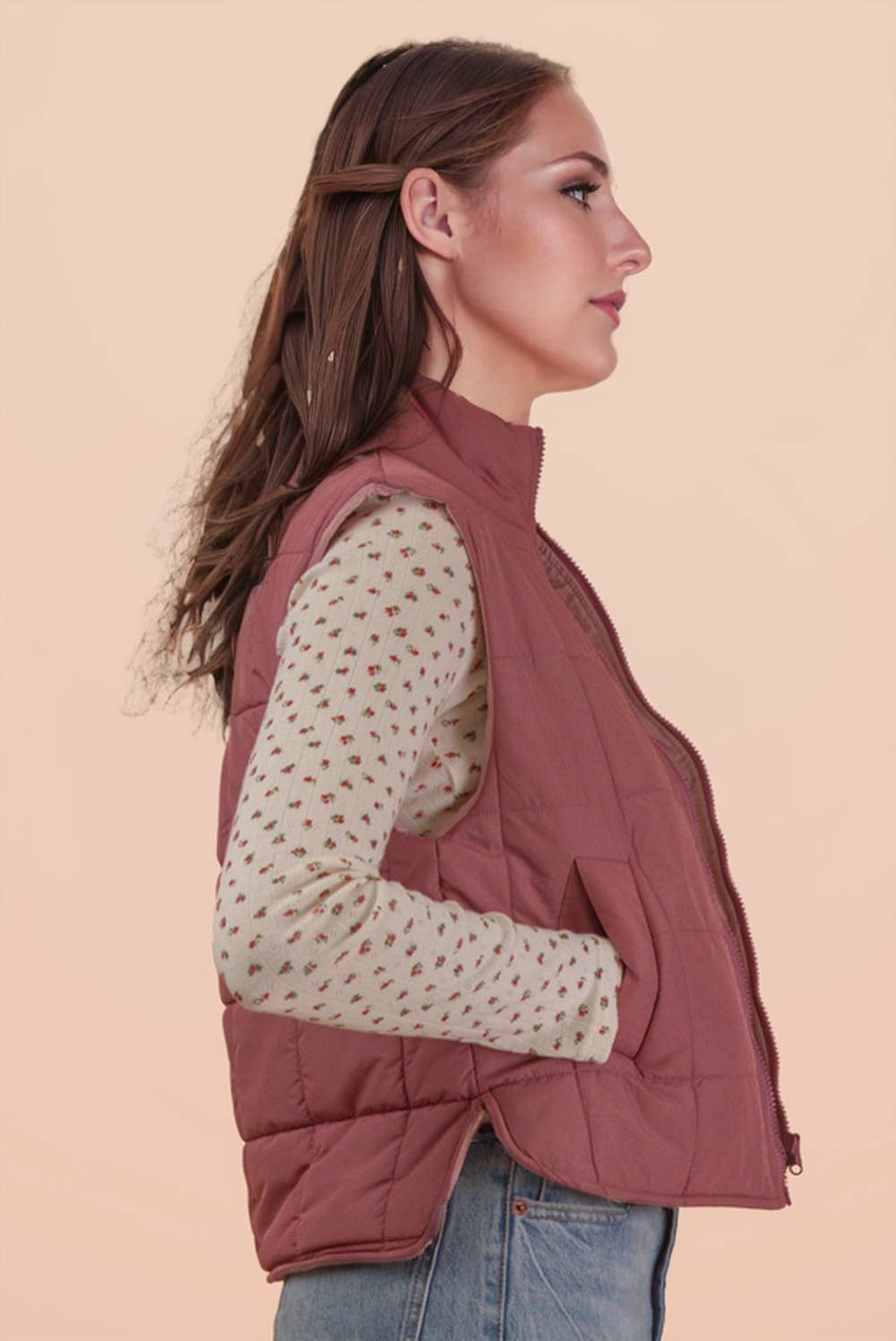Puffer Vest in Mauve
