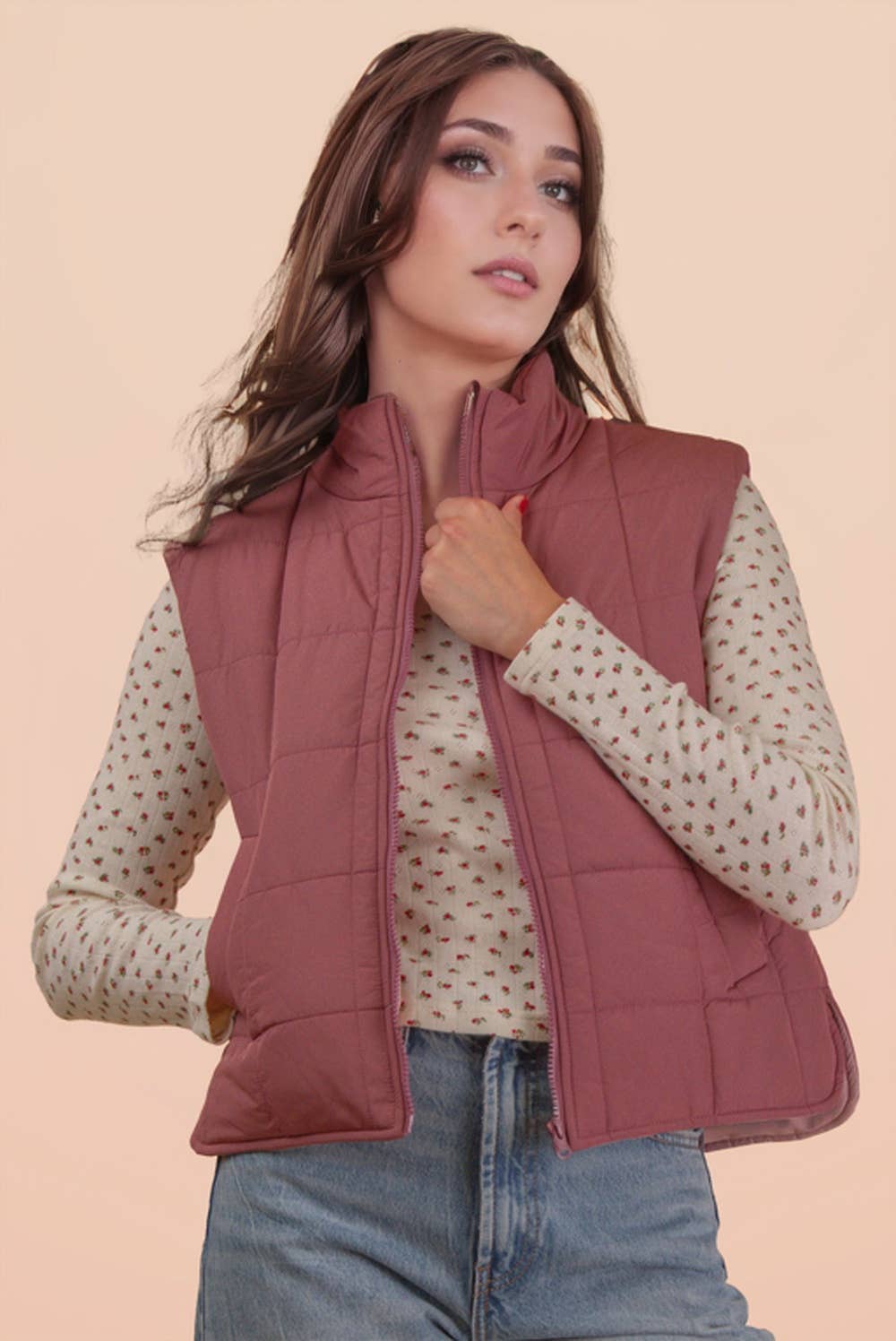 Puffer Vest in Mauve