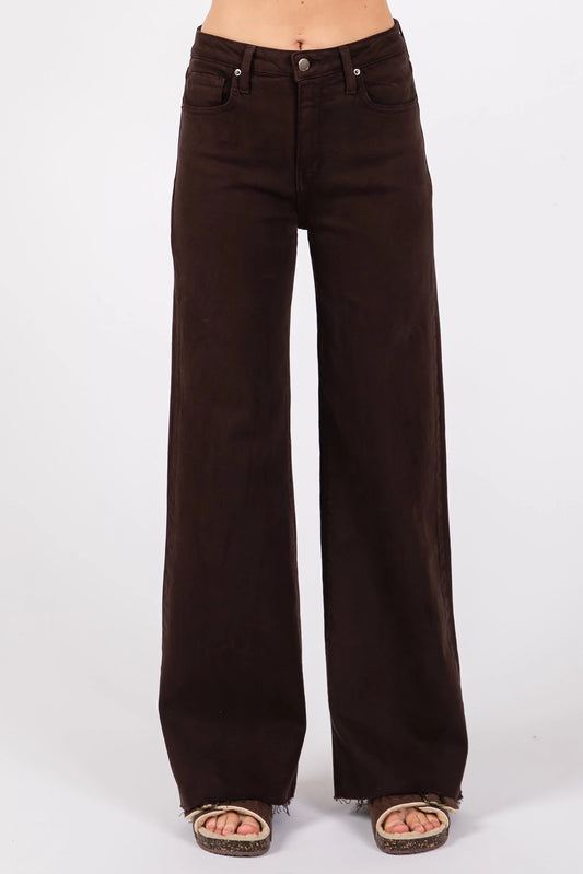 Paola A-Line Scissor Hem Wide Leg Jean in Espresso by Letter to Juliet