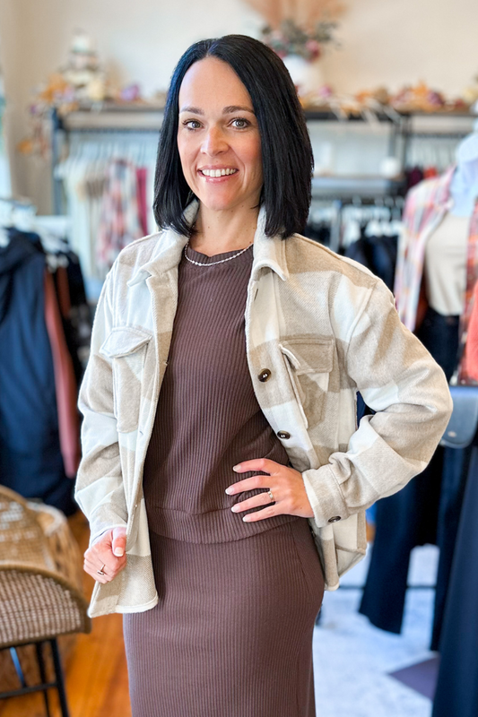 The Murphy Shacket in Soft Taupe
