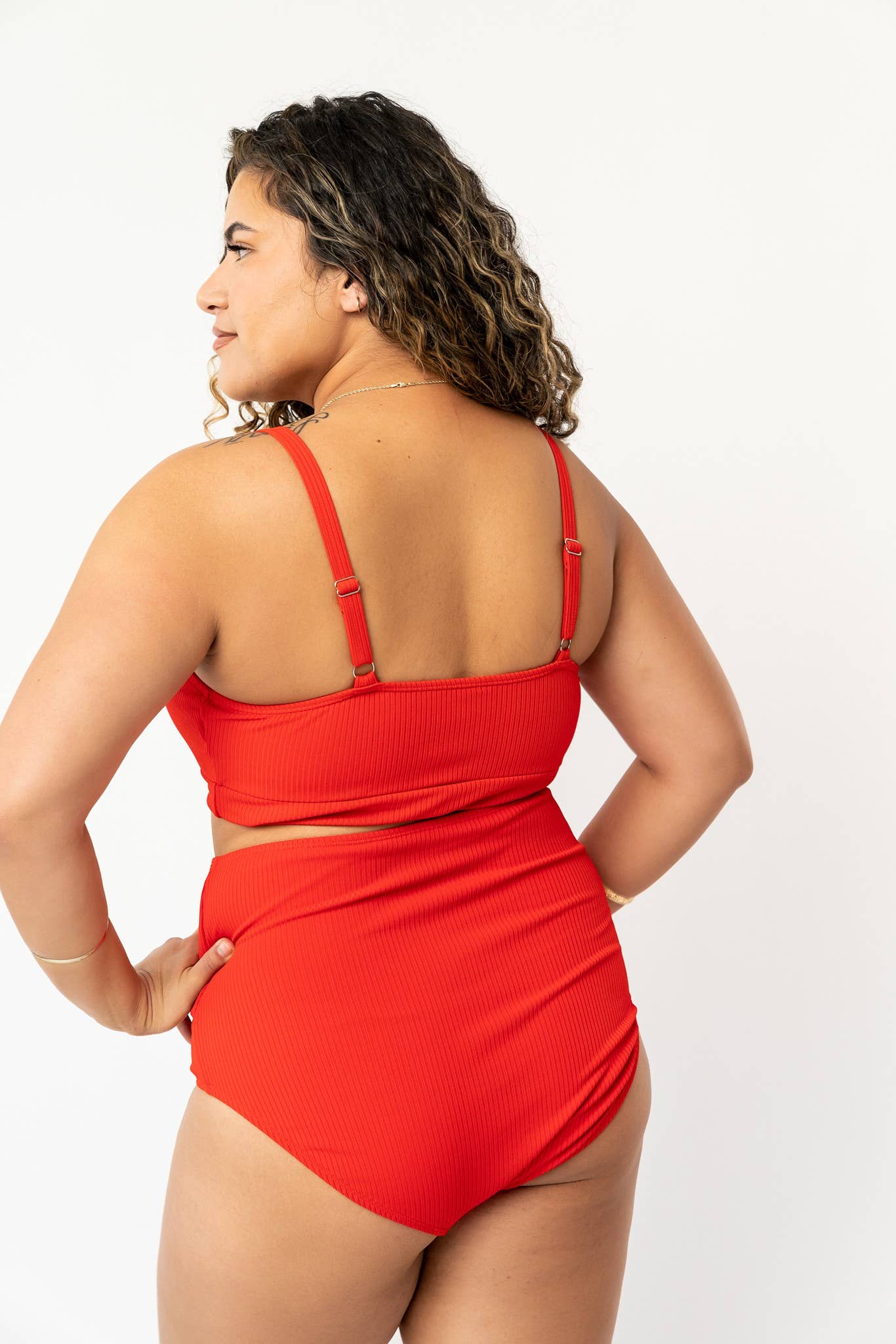 Poppy Red Scoop Neck Swim Top