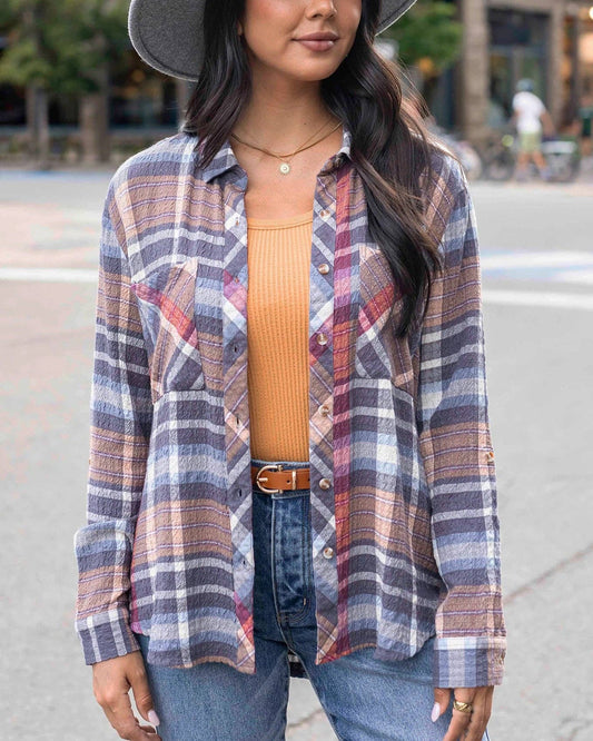 The Grace Flannel in Navy Plaid