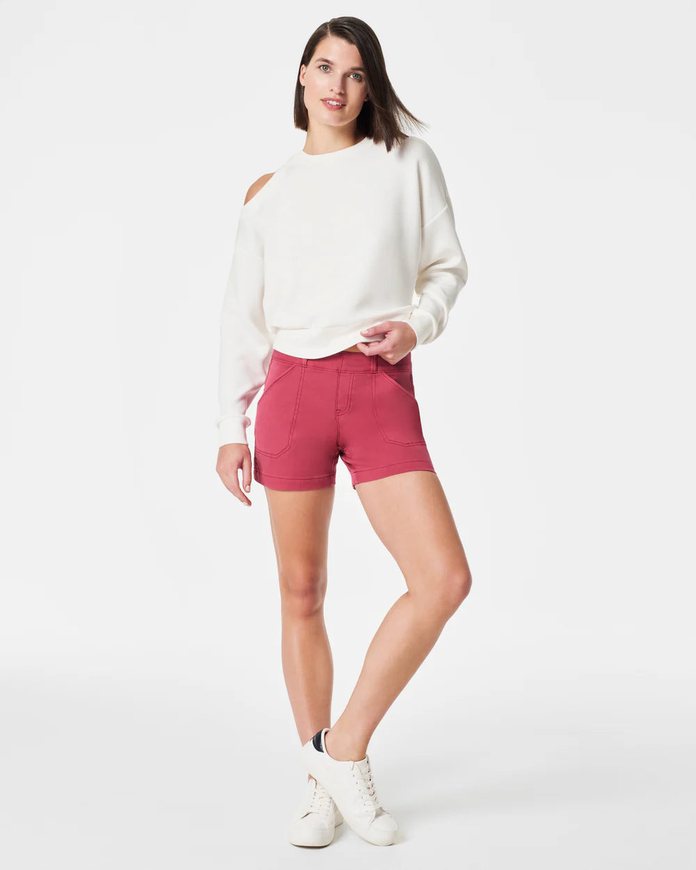 Spanx Stretch Twill Shorts, 4" in Wild Rose