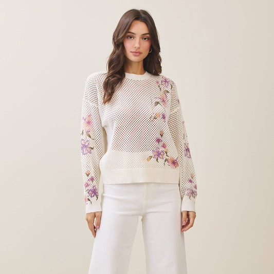 open knit floral top 