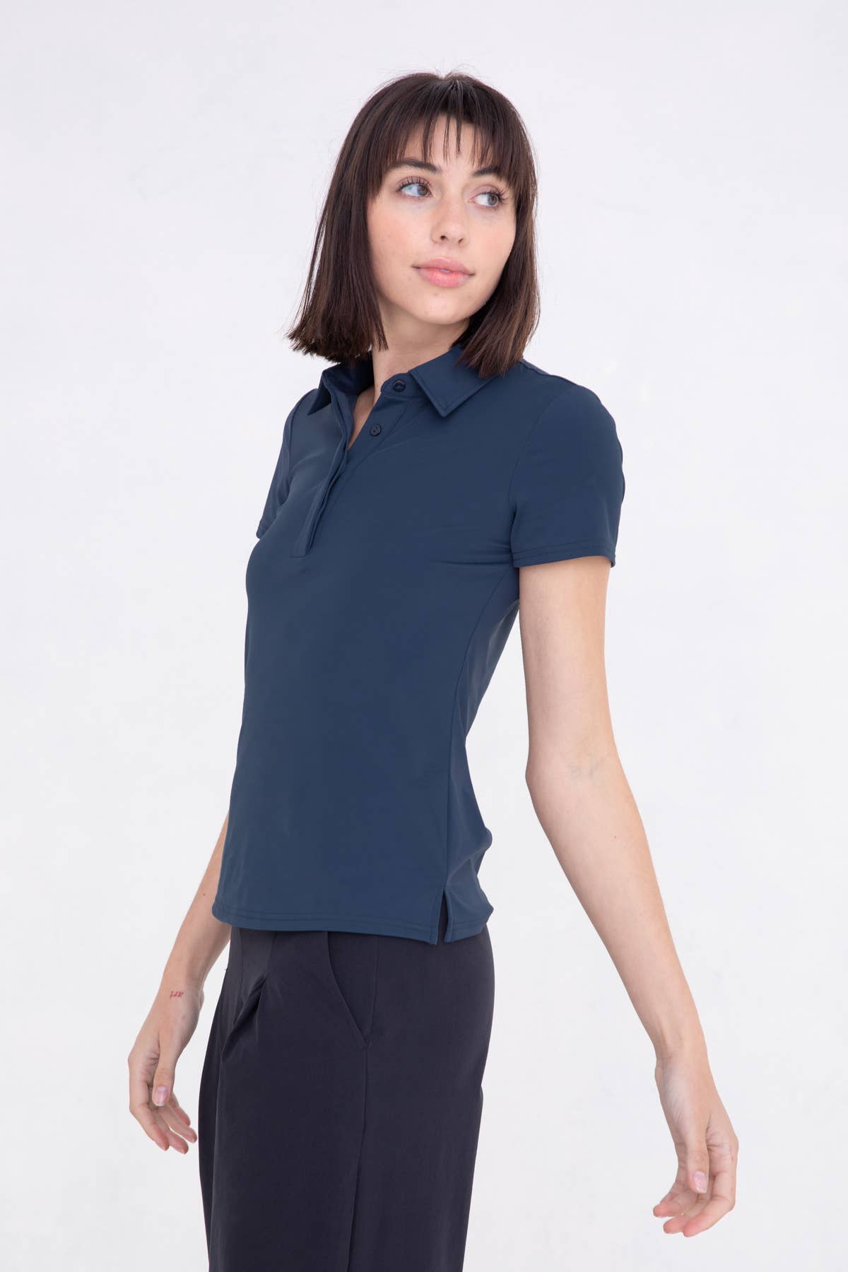 The Jenny Short Sleeve Golf Polo Tee in Navy