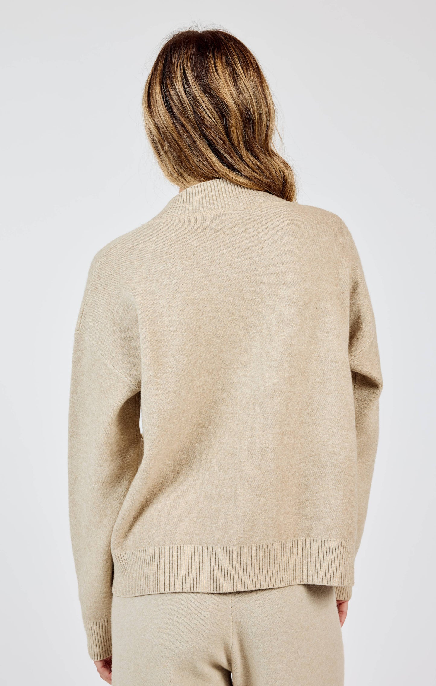 Kelsie Button Front Cardigan in Stone