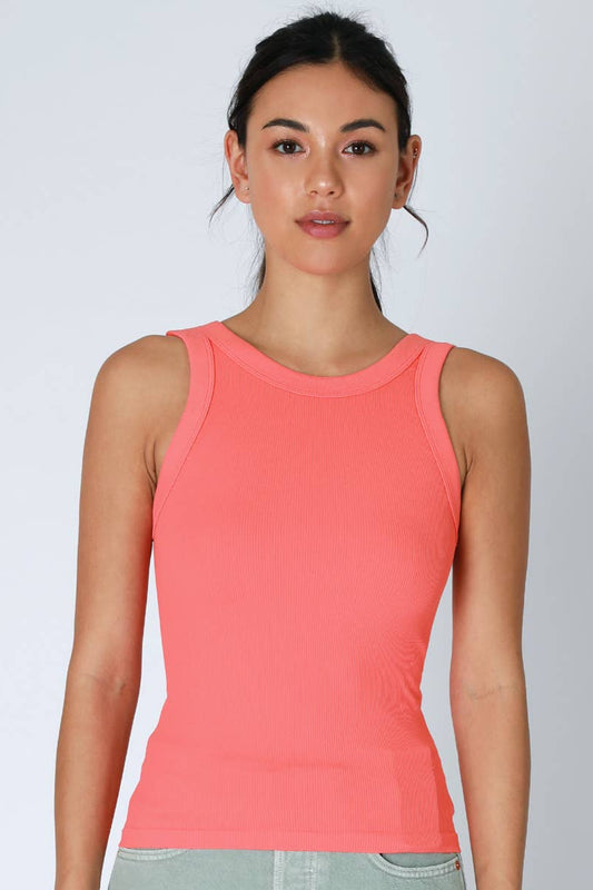 Reversible Ribbed Tank Top in Camellia