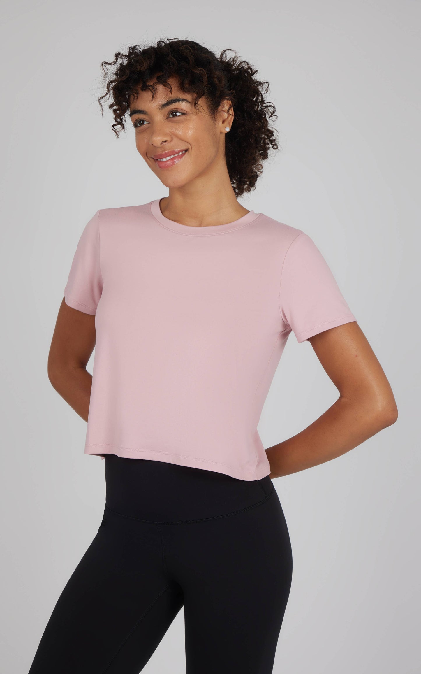 Super Soft Short Sleeve Tee with Tulip Back in Pink by 90 Degree by Reflex
