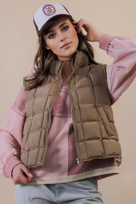 Puffer Vest in Mocha