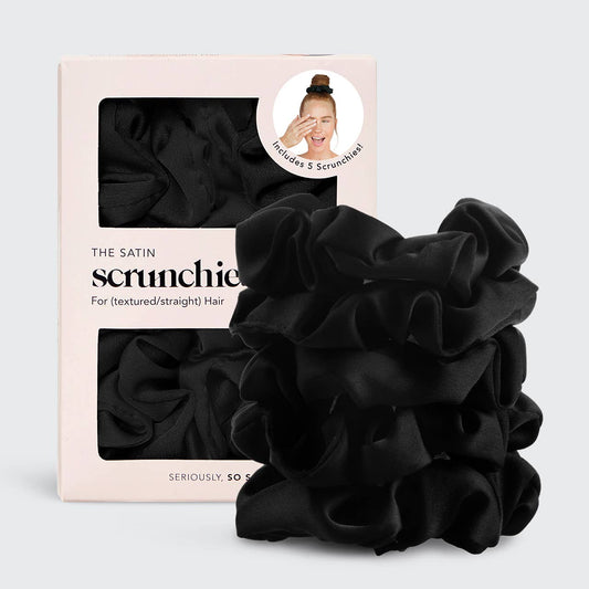 Satin Sleep Scrunchies 5pc - Black by KITSCH