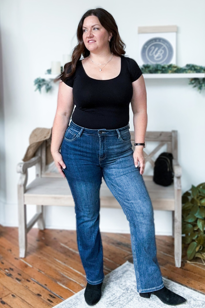 Millie High Rise Straight Jeans Indigo Combo