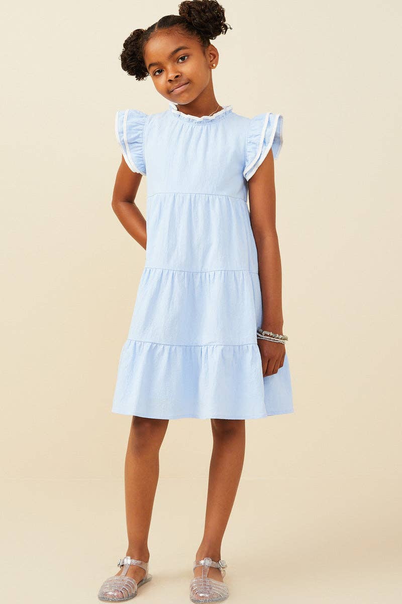 Girls Ruffle Dress in Blue