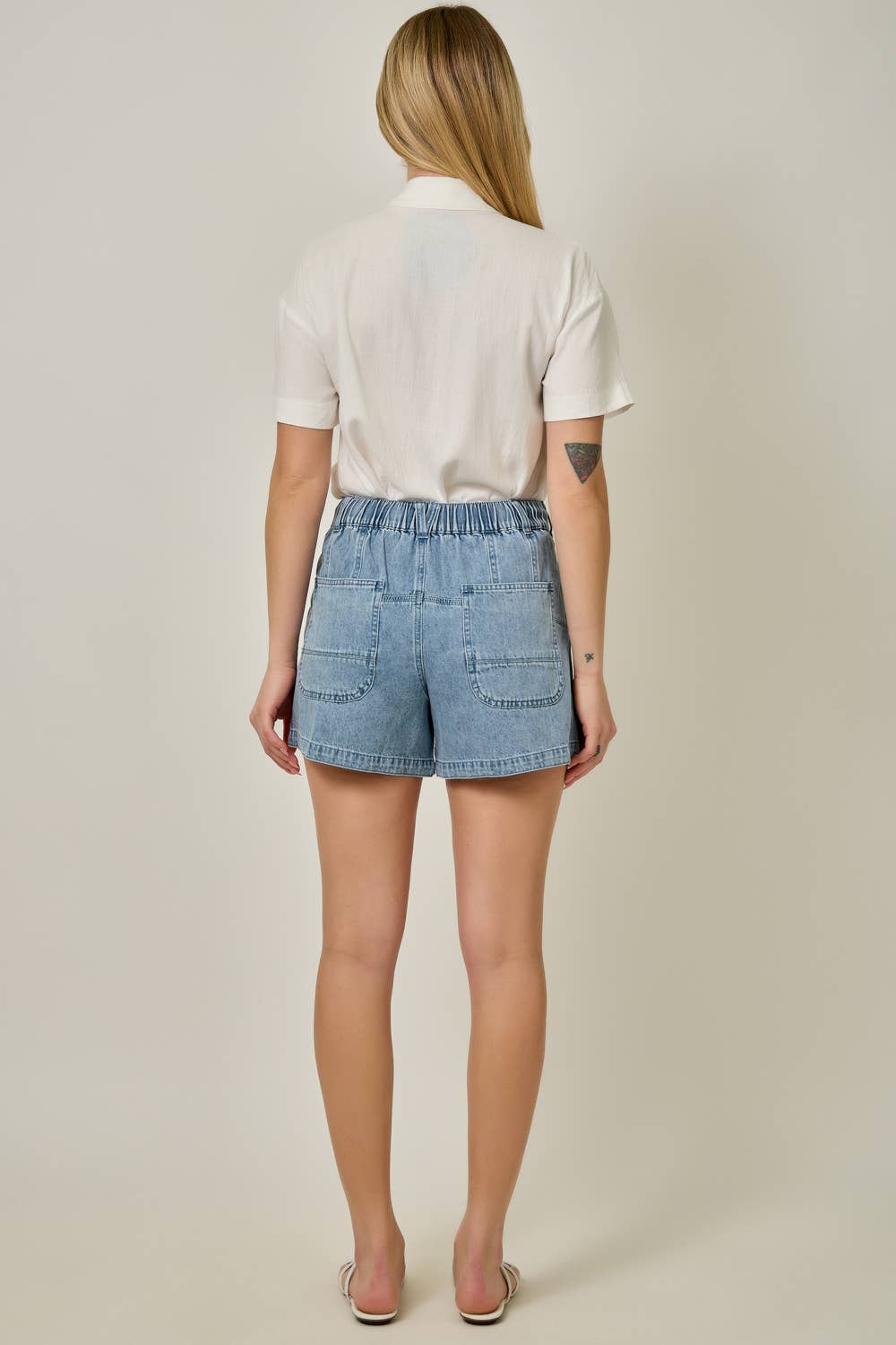 Denim Washed Pull-On Shorts: Washed Black