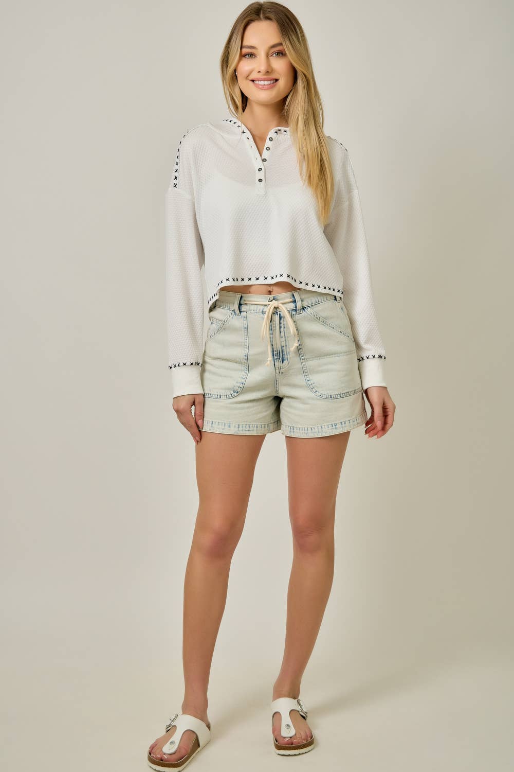 Denim Washed Pull-On Shorts: Washed Black