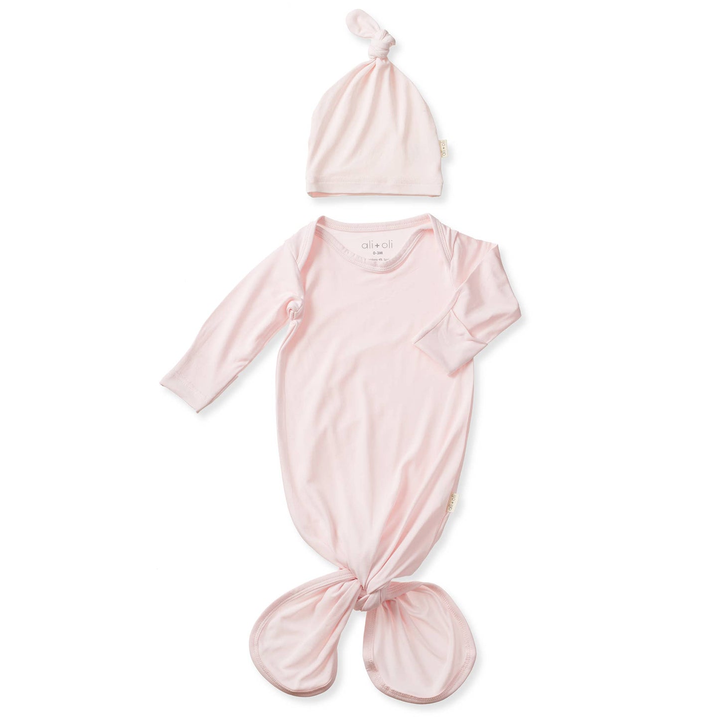 Bamboo Knotted Baby Gown & Beanie | Cute Newborn Clothes: Blush