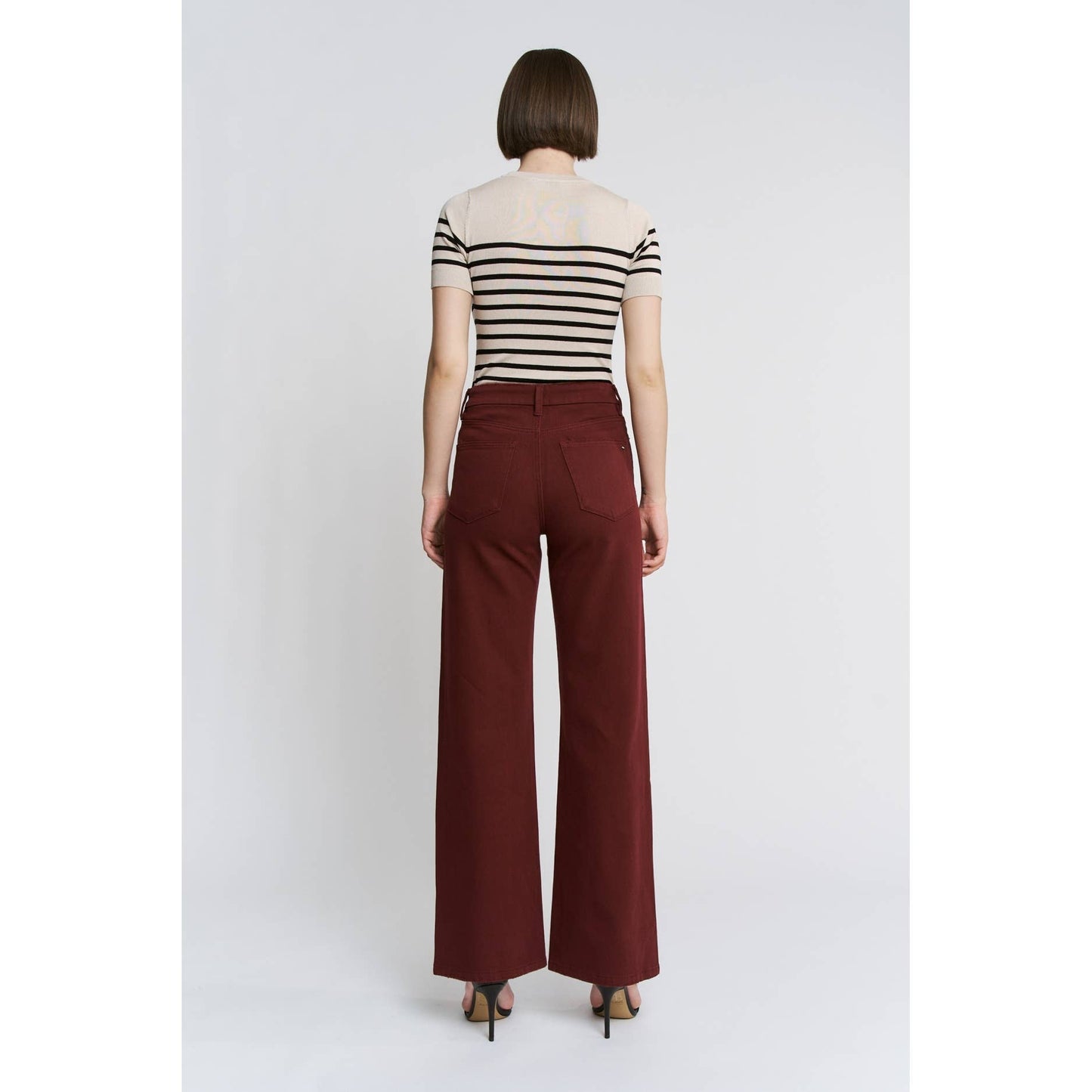 High Rise Wid Leg Denim by Mica Denim in Deep Burgundy