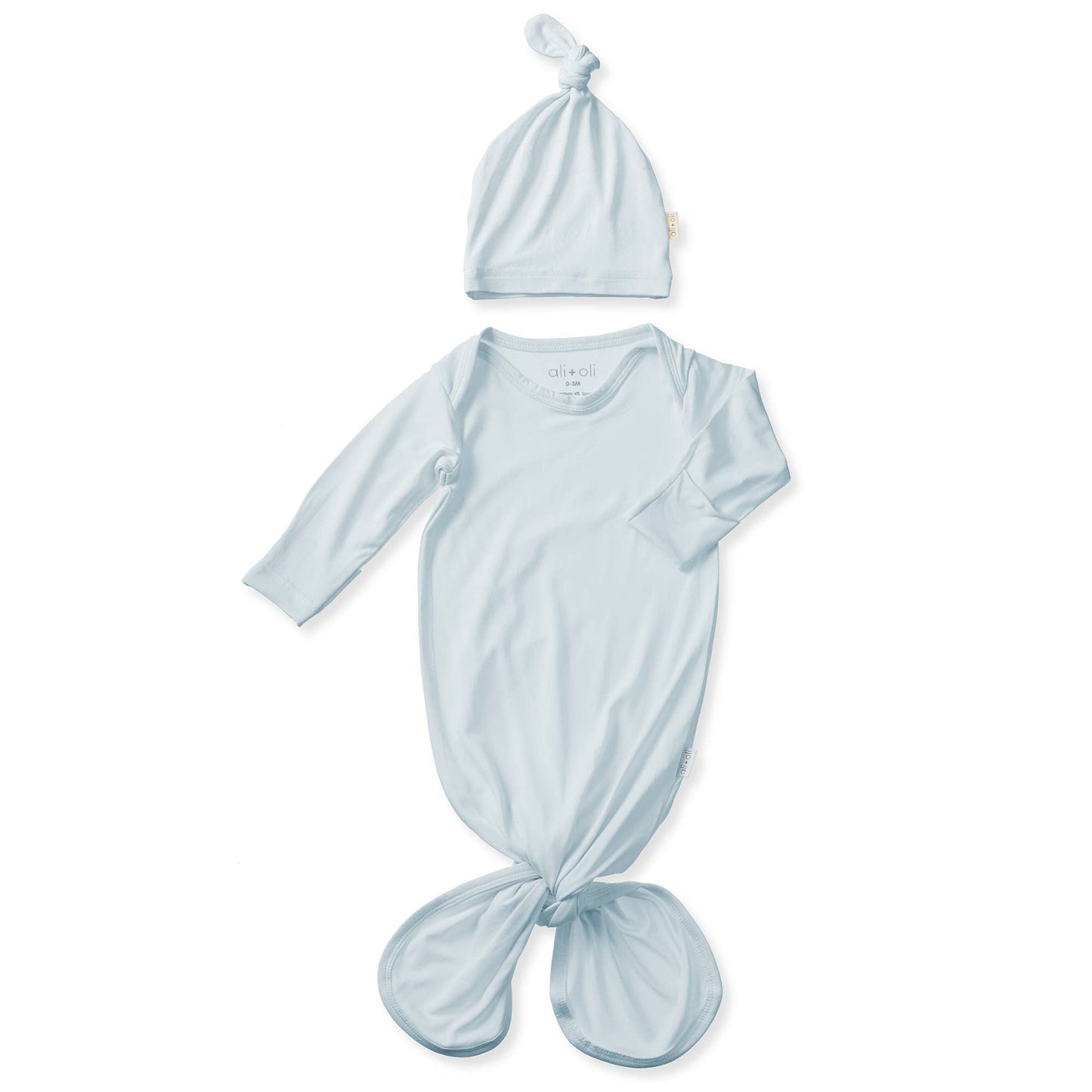 Bamboo Knotted Baby Gown & Beanie | Cute Newborn Clothes: Blue