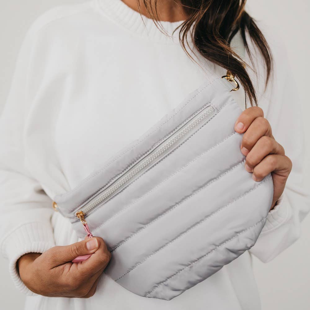 Mia Puffer Belt Bag in Light Grey