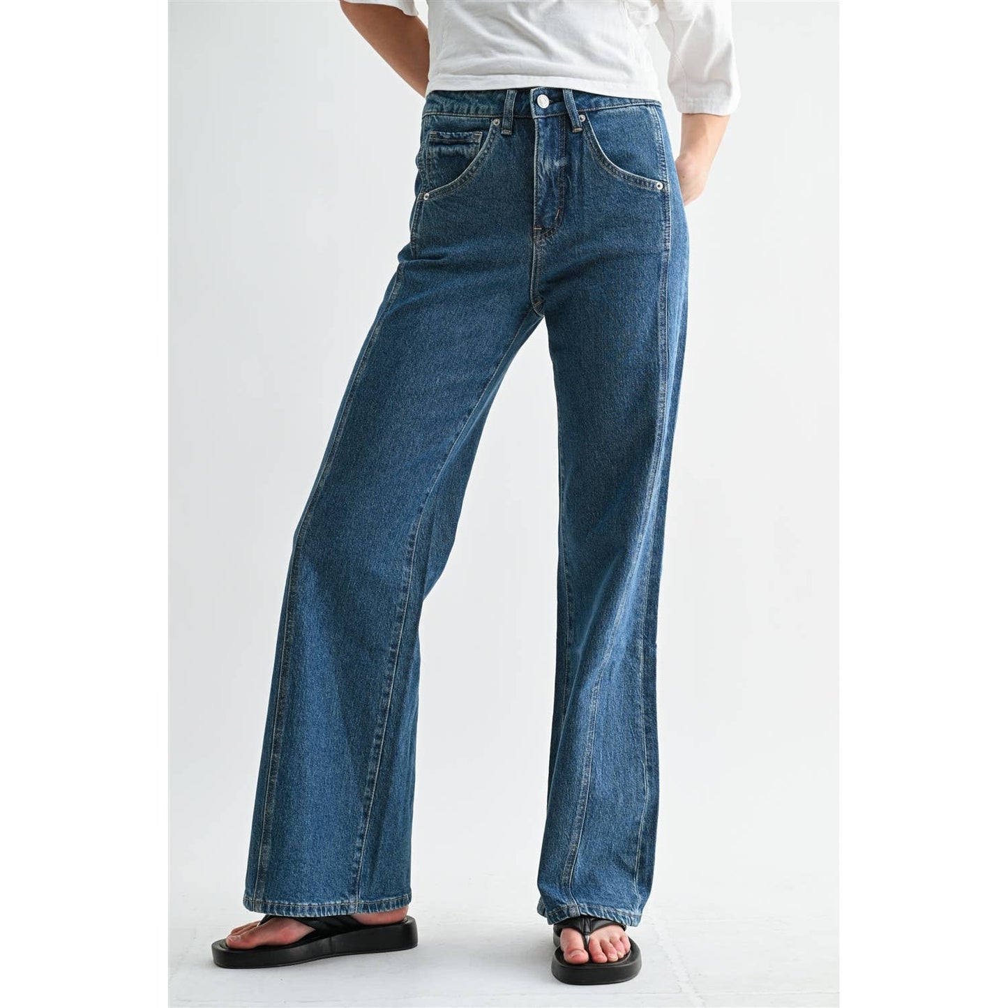 High Rise Wide Leg Side Panel Denim by Mica Denim