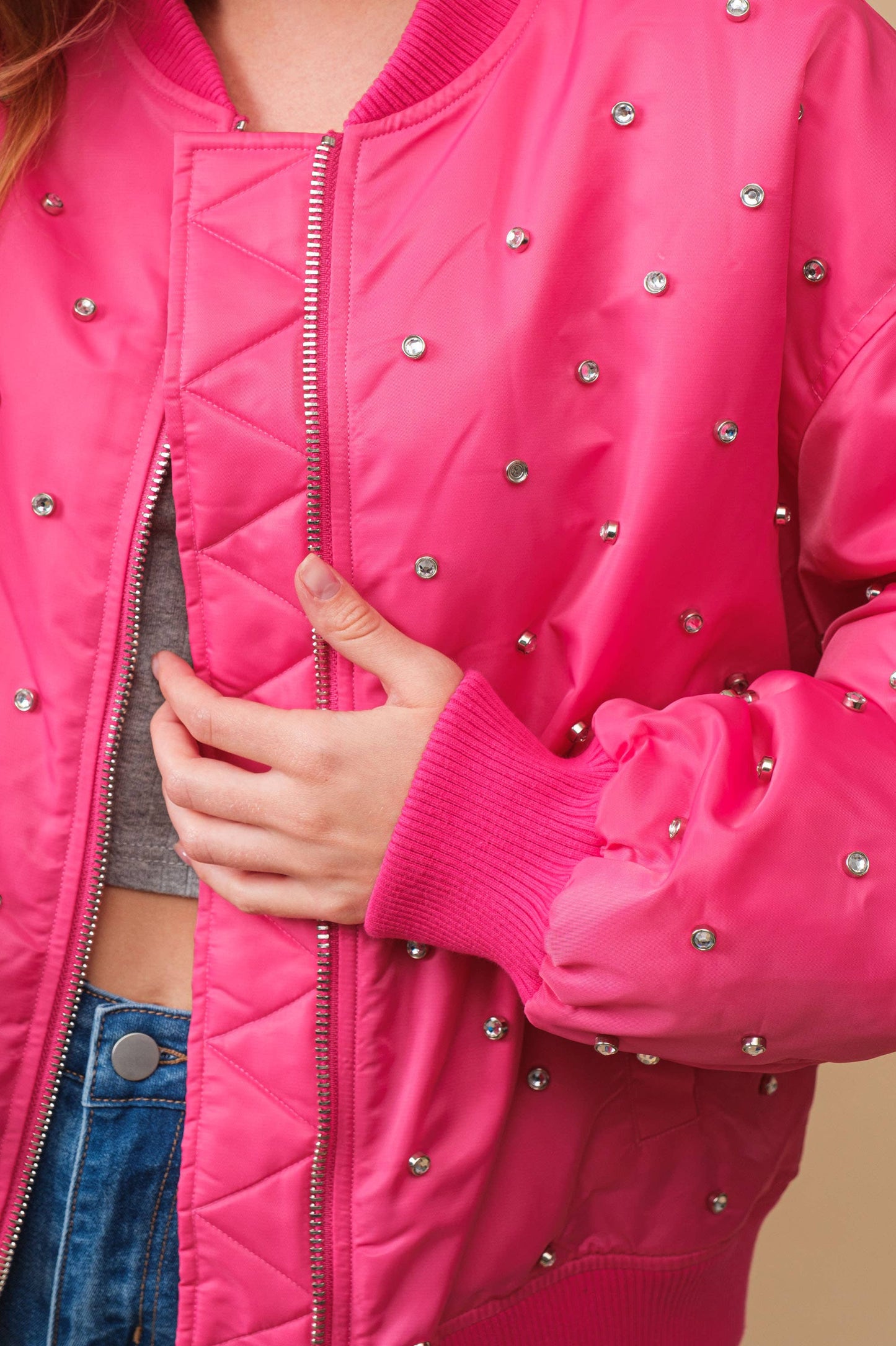 Ivy Bomber Jacket in Hot Pink
